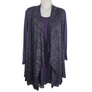 LOGO by Lori Goldstein Womens Sweater Knit Vest Knit Top Twin Set Large Purple